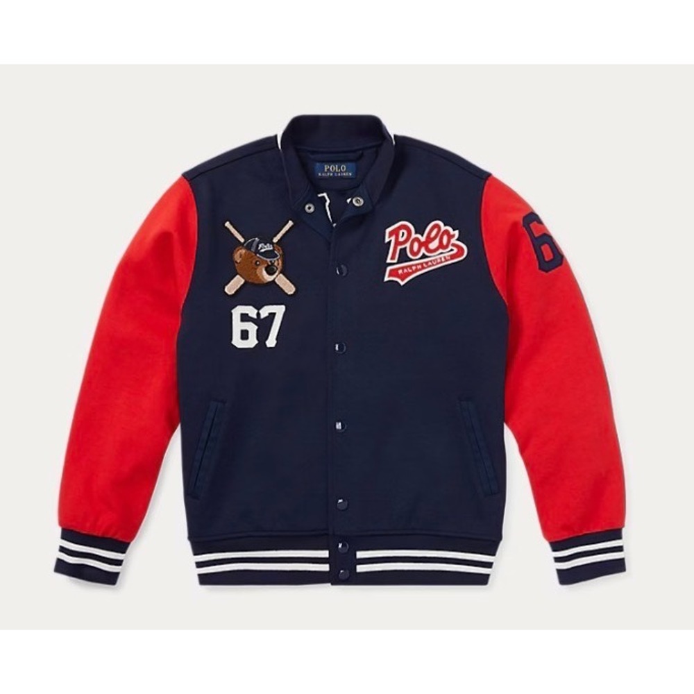 Polo Ralph Lauren Varsity Jacket Toddler 18M Navy Polo Bear Baseball 67 Preppy